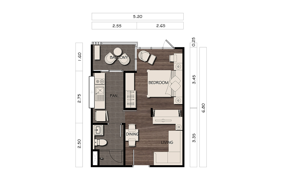 Centrio Condominium Phuket, One Bedroom, A2AS 34.8 sq.m.