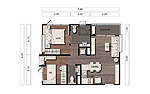 Two Bedroom - (B1A)-47.0 SQ.M.