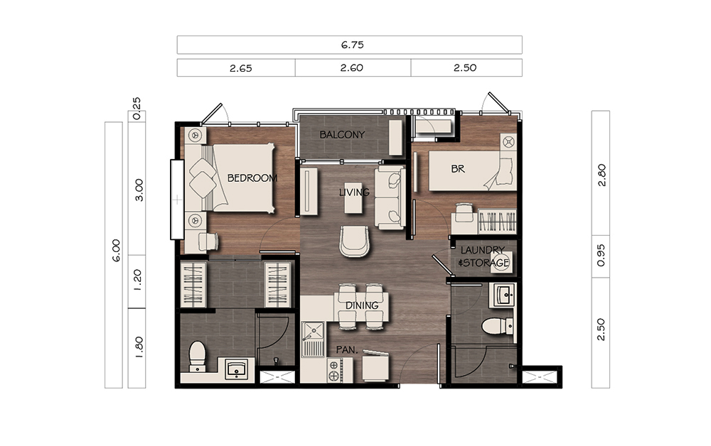 Centrio Condominium Phuket, Two Bedroom, B2 46.05 sq.m.